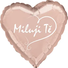 Balónek fóliový růžovo-zlaté srdíčko Miluji Tě